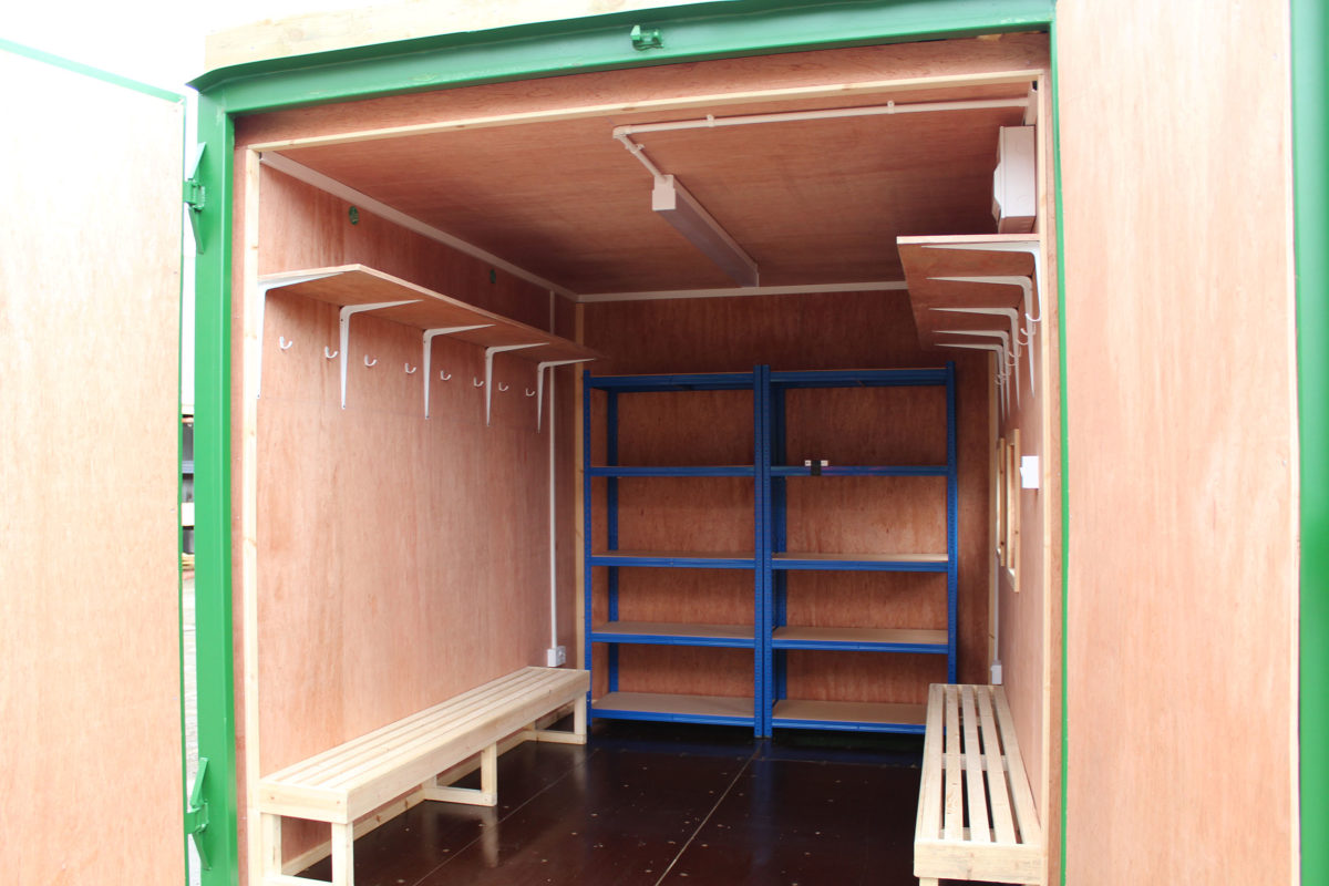 Inside classroom container